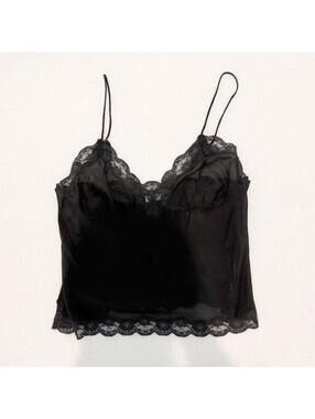 free people black sheer tank top size L